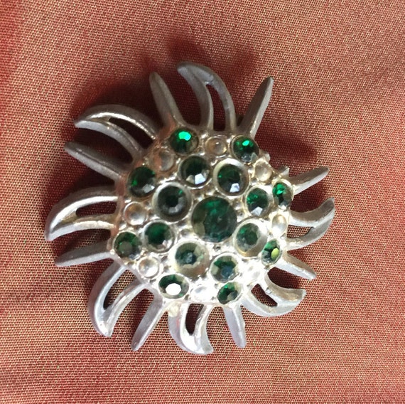 Green Silver Pin, Green Pin, Green Brooch, Green … - image 5