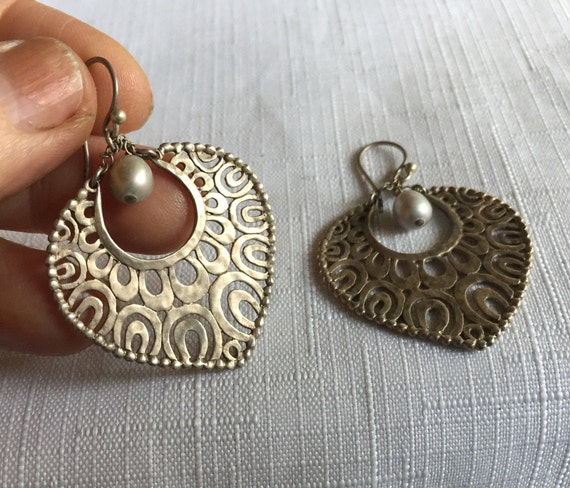 Heart Dangle Earring,Heart Earring,Silver Heart Ea