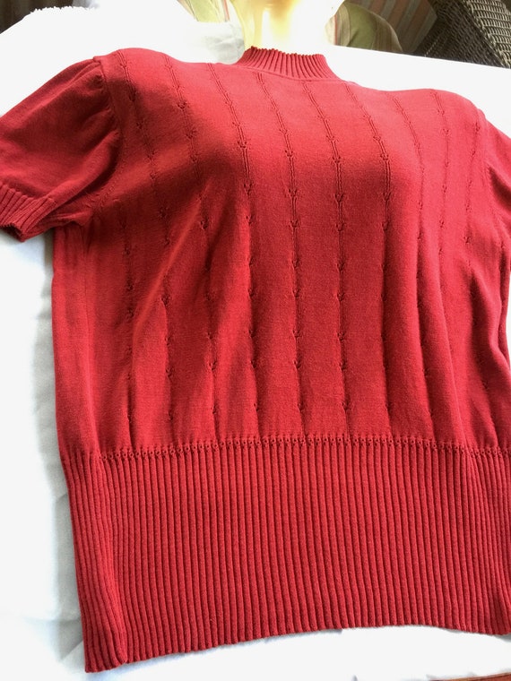 Red Knit Top, Red Top, Red Pullover, Red Pullover 