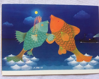 Rackham Postcard, Wedding Card, Underwater Art, Sea Creature Art, German Wedding, Fish Postcard, Rackham Art, Fantasy Postcard, Sea Postcard