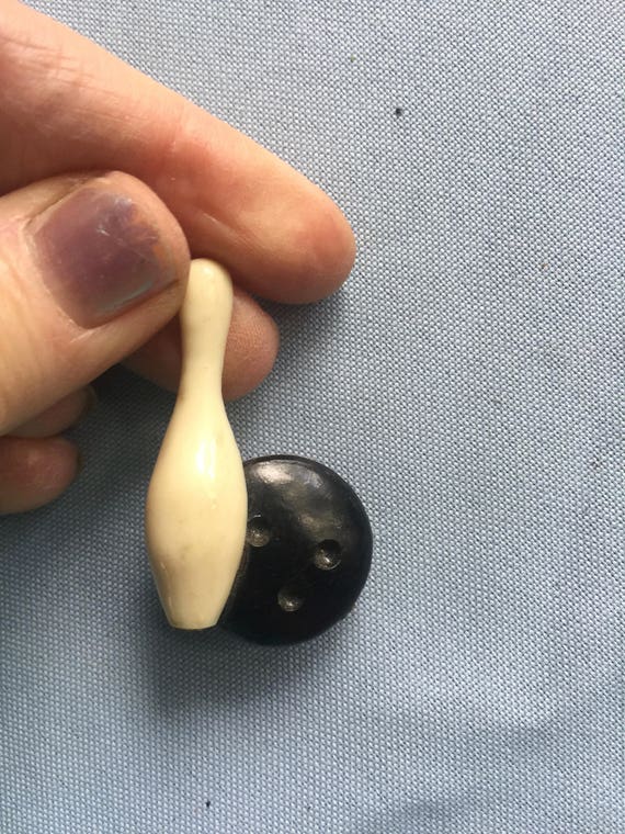 Bowling Brooch, 50 Pin, Bowling Jewelry, Bowling Gift, Bowling Pin, 50s Brooch, Bowling, Black White Brooch, 60 Pin, Retro Brooch, Retro Pin View 3