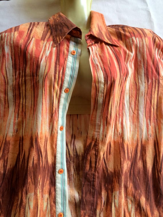 Italy Cotton Shirt, Italy Shirt, Orange Shirt, Ca… - image 2