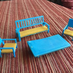 Dollhouse Chair, Miniature Chair, Retro Doll Chair, 60s Doll Furniture, Dollhouse Sofa, Miniature Sofa, Doll Furniture Set, Dollhouse Table