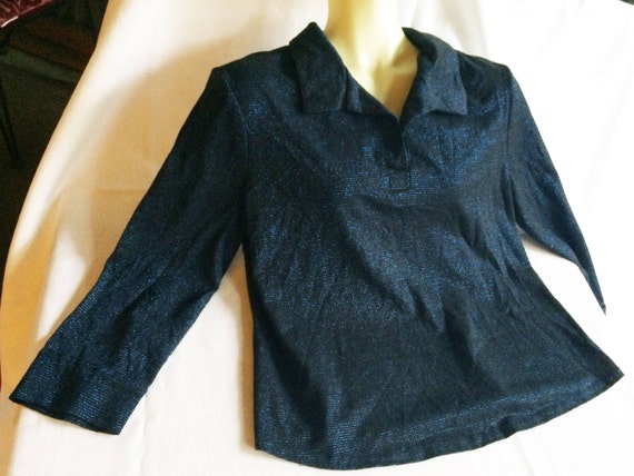 Long Sleeve Top, Long Sleeve Blouse, Shiny Top, B… - image 1