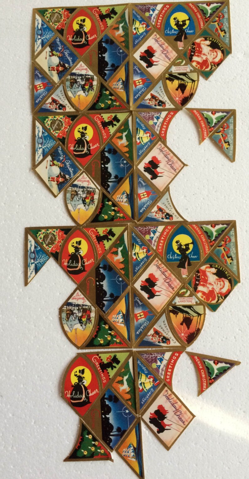 Xmas Ephemera Christmas Stickers Antique Christmas Label Antique Christmas Sticker Christmas Ephemera Xmas Stickers 40s Christmas