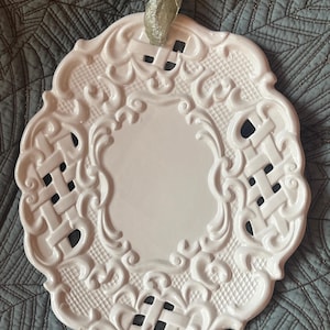 Lattice Dish, White Dish, Decorative Dish, Novelty Dish, Accent dish, Accent Plate, Display Plate, Art Plate, Wall Art Plate, Lattice Plate