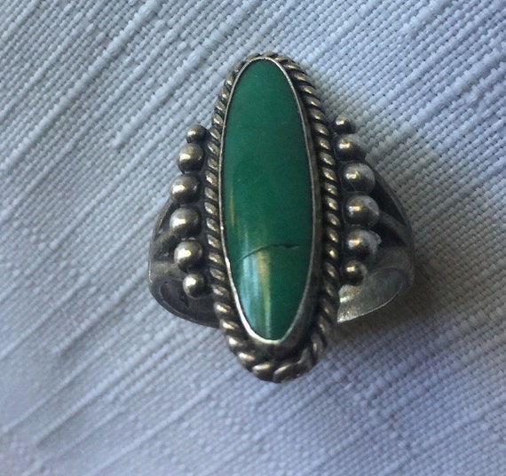 Turquoise Ring, Turquoise Solitaire, Oval Turquoi… - image 5
