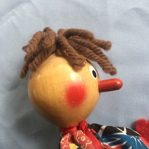 Clown Puppet, Hand Puppet, Wood Puppet, 50s Puppet, Pinocchio Puppet ...