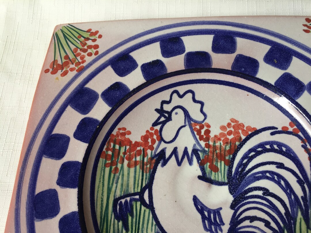 Chicken Dish, Hen Plate, Rooster Plate, Retro Tile Plate, Art Plate, Country Plate, Chicken