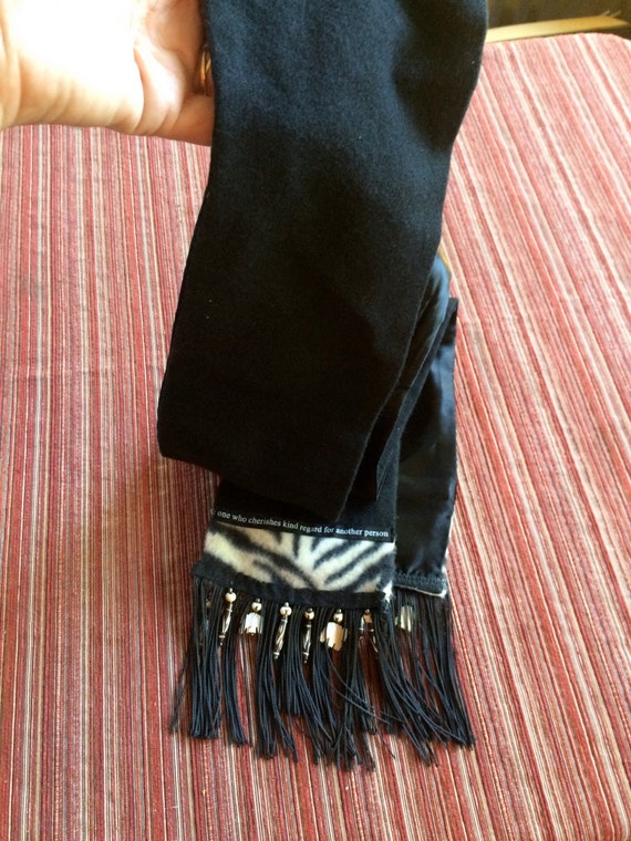 Novelty Scarf, Black Fleece Scarf, Tassle Scarf, … - image 3