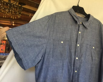 Faded Glory, Top de algodón 2X, Blusa de algodón 2X, Top azul 2X, Camisa azul, Camisa de algodón, Top de verano, Camisa de verano, Blusa vaquera, Top azul grande