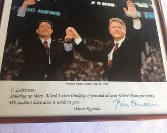 Bill Clinton, Al Gore, Autograf Prezydenta, Autograf Clintona, Prezent Demokraty, Zdjęcie Prezydenta, Prezent Prezydenta, Zdjęcie Demokraty, Demokrata