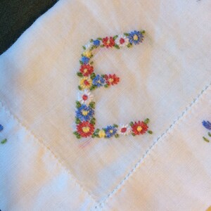White Hankie, White Handkerchief, Dainty Hankie, Embroidered Hankie, Pocket Hankie, Initial E Hankie, Initial Hankie, Initial E Handkerchief