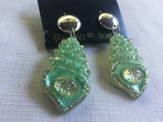Shell Earring, Aqua Earring, Shell Drop Earring, … - image 3