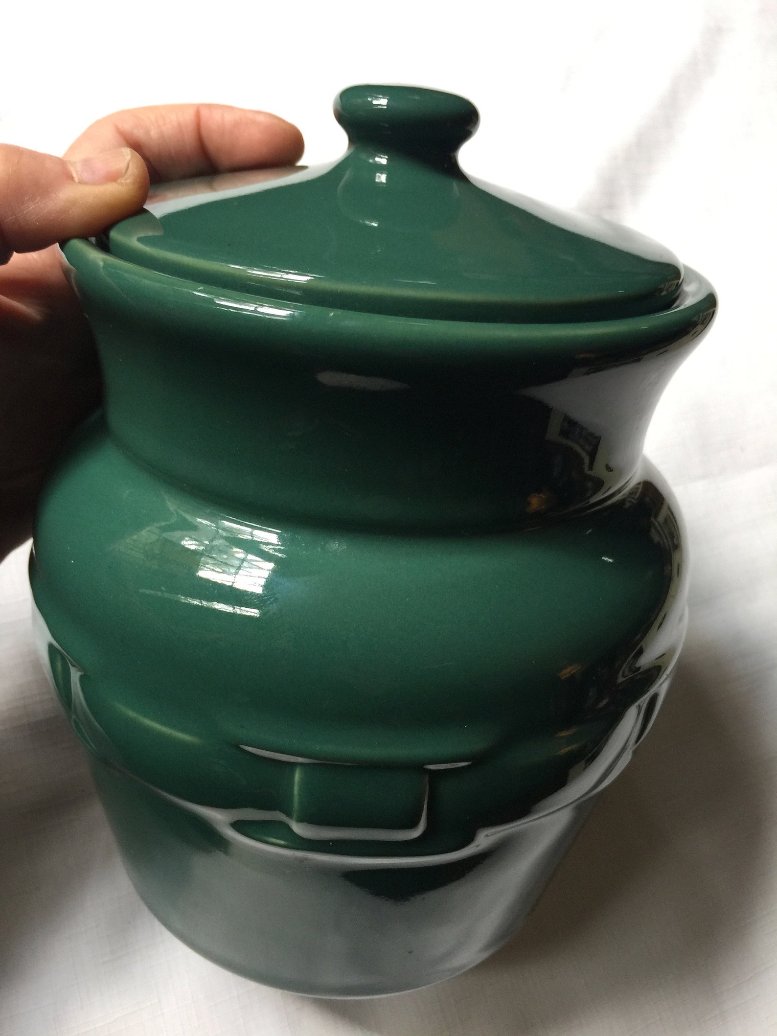 Green Cookie Jar Pottery Cookie Jar Dark Green Jar Green Etsy