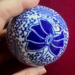 Decorative Ball, Accent Sculpture, Decorative Accent, Carpet Ball, Accent Ball, Art Ball, Delft Ball, Ceramic Ball, Ceramic Globe, Blue Art