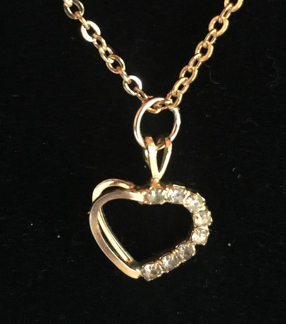 Gold Heart Pendant, Zirconia Pendant, Heart Penda… - image 2