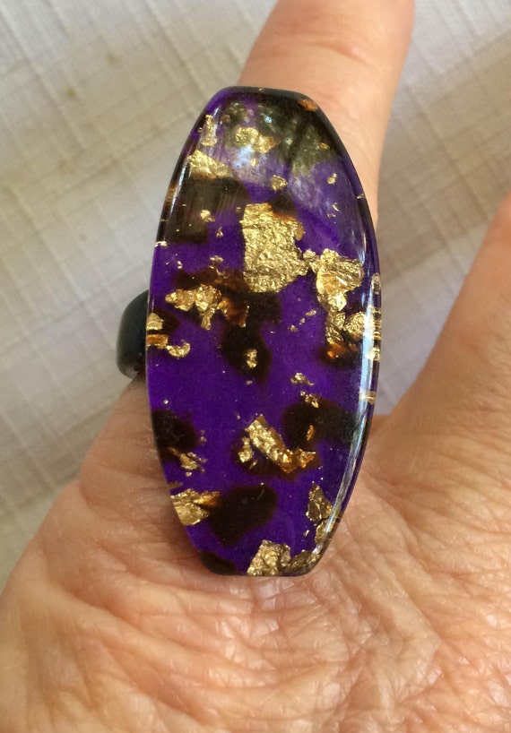 Resin Ring, Purple Ring, Purple Gold Ring, 70 Rin… - image 2