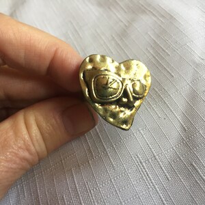 Heart Ring, Face Ring, Bronze Ring, Sunglass Ring, Face Ring, Love Ring, Statement Ring, Fun Face Ring, Groovy Ring, Odd Ring, Fun Ring image 3