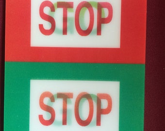 Stop or Go, Stop Go, Stop Go Postkarte, Stop Schild, Stop Go Karte, Lentikular Postkarte, Lenticular Postkarte, 3D Postkarte, deutsche Postkarte, 3D Karte