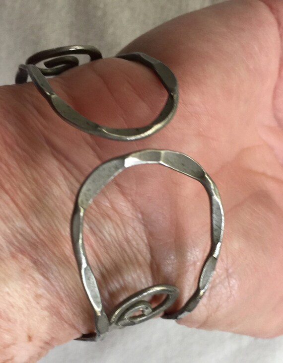 Hammer Silver Cuff, Silver Cuff, Primitive Bracel… - image 4