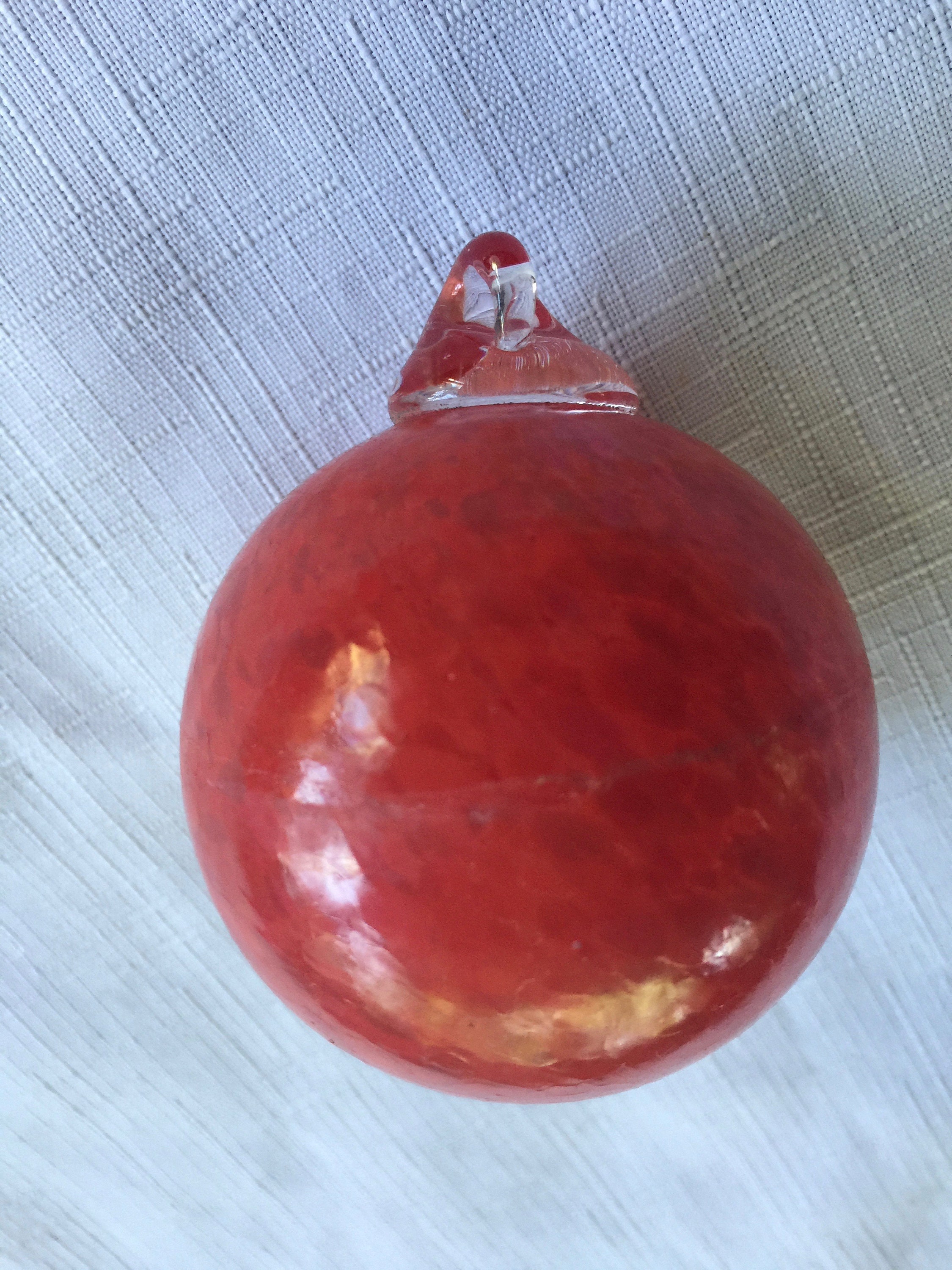 Red Ornament, Blown Glass Ornament, Artisan Ornament, Red Glass Ornament, Hanging Glass Art, Hanging glass Orb, Hanging Glass, Glass Orb