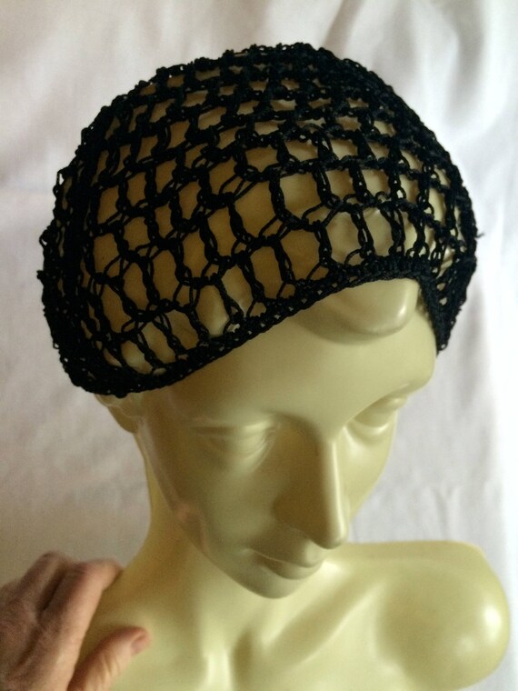 Black Stretchy Snood,Black Snood,Crochet Hair Snoo