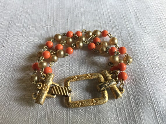 Orange Bead Bracelet, 60s Bracelet, 60s Bead Brac… - image 3