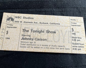 Tonight Show Ticket, Johnny Carson, Jay Leno, NBC Ticket, TV Ephemera, tv history, Tv souvenir, Tonight Show, Late Night TV, Nbc Souvenir