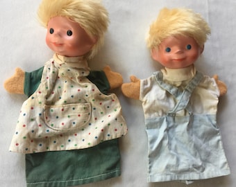 Girl Puppet, Collectible Puppet, Child Puppet, Retro Puppet, Hand Puppet, Blonde Toy, Twin Toy, Brother Sister Toy, Puppet Collection,