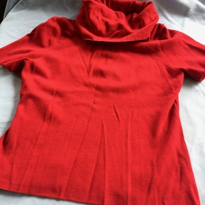 Red Top, Short Sleeve Red Top, Red Blouse, Red Knit Top, Red Turtle Neck, Red Turtleneck, XL Sweater, Red Sweater, Red Pullover, XL Knit Top image 9