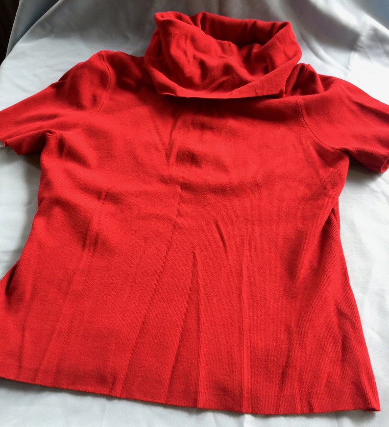 Red Top, Short Sleeve Red Top, Red Blouse, Red Knit Top, Red Turtle Neck, Red Turtleneck, XL Sweater, Red Sweater, Red Pullover, XL Knit Top image 9