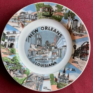 Recuerdo de Nueva Orleans, Plato de Nueva Orleans, Recuerdo de Luisiana, Plato de Luisiana, Regalo de Luisiana, Regalo de Nueva Orleans, Arte de platos, Calle Bourbon