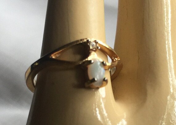 Opal Diamond Ring, Opal Pinkie Ring, Opal Pinky R… - image 3
