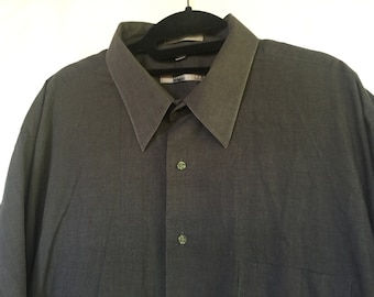 Grey Shirt, Grey Dress Shirt, Gray Dress Shirt, Gray Oxford Shirt, Dark Gray Shirt, Solid XXL Shirt, Dark Grey Shirt, Beene Shirt, XXL Shirt