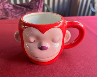 Cocoa Cup, VALENTINE Gift, Dessert Dish, Ice Cream Dish, Dessert Cup, Valentine Cup, Cocoa Mug, Sock Monkey, Monkey, Monkey Dish, Monkey Cup