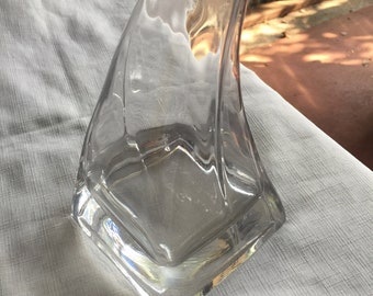 Blown glass Vase, Clear Vase, Clear Curved Vase, Heavy Clear Vase, Curved Vase, Heavy Blown Vase, Heavy Vase, Blown Vase, Abstract Vase