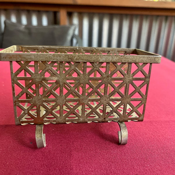 Remote Control Caddy, Metal Mesh Box, 60s Decor, Desk Box, Desk Organizer, Retro Box, 50s Decor, Metal Caddy, TV Accessory, Den Decor