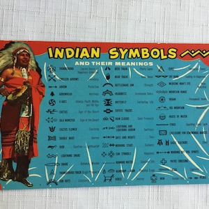 Indian Symbols, Indian Postcard, Native America Card, Knotts Berry Farm, Old West Postcard, Old West Card, Indigenous Card, Indigenous