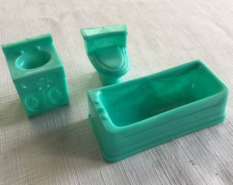 Baignoire Miniature 1/12 Pour Maison De Poupée – Résine Blanche Avec Boule De Bain Et Tapis
