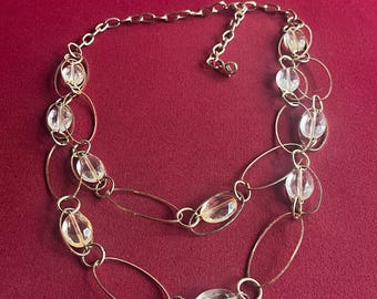 Clear Bead Necklace, Clear Stone Necklace, Rock Necklace, Clear Necklace, Nugget Beads, Transparent Necklace, Clear Bead, Transparent Bead