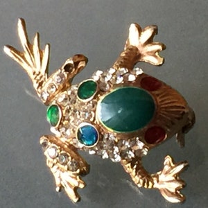 Multicolor Frog, Rhinestone Frog Pin, Frog Brooch, Rhinestone Frog, Multi Color Frog, Frog Pin, Frog Brooch, Sparkle Frog Pin, Sparkle Frog