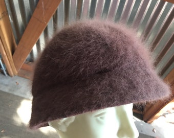 Brown Hat, Brown Cloche Hat, Angora Hat, Fuzzy Brown Hat, Fuzzy Hat, Angora Cap, Angora Cloche, Retro Brown Hat, Chic Knit Hat, Chic Hat