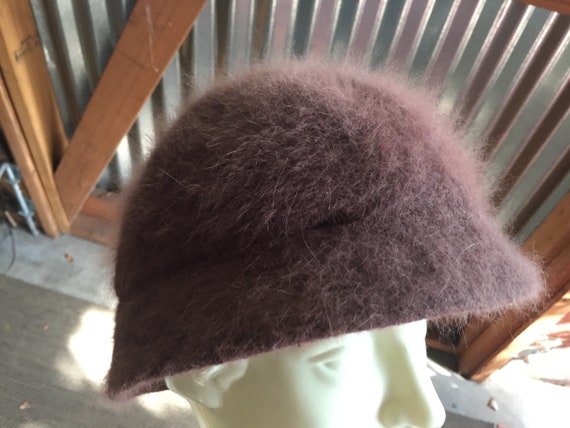 Brown Hat, Brown Cloche Hat, Angora Hat, Fuzzy Br… - image 1
