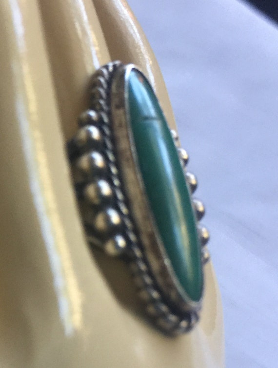 Turquoise Ring, Turquoise Solitaire, Oval Turquoi… - image 4
