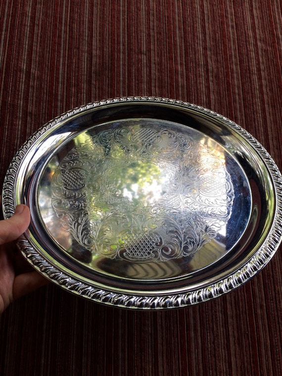 Silver Round Platter, 12 inch Round Platter, Silver Tray, Serving Platter, Silver Round Tray, Silver Platter, Elegant Tray, Formal Platter