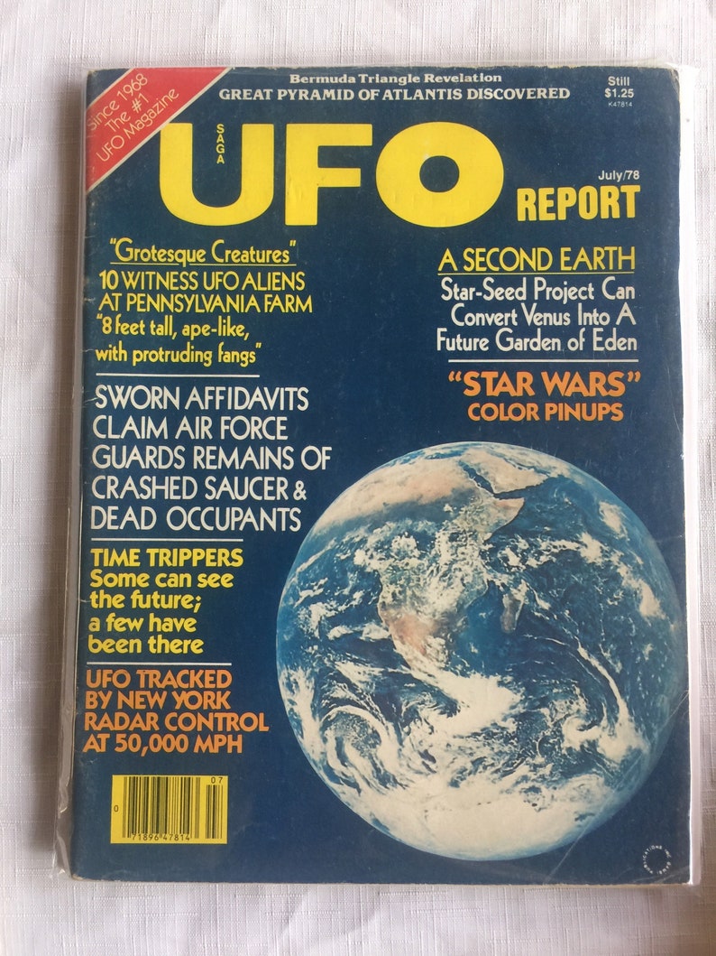 UFO Retro Magazine, 70s UFO Magazine, Bigfoot, Retro UFO, Ufo Magazine, Collectible Ufo, Ufo Gift, Ufo Research, Ufo Library, Ufo Book UFO Report July 78