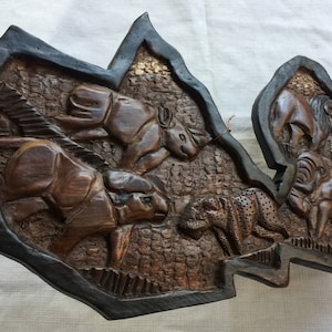 Wood Relief, Wood Art, Africa Wood Art, Wood Wall Art, Wood Animal Art, Tribal Wall Art, Relief Wall Art, Animal Wood Carving, Wildlife Art