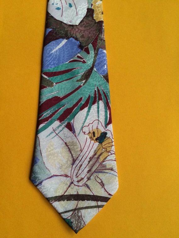 Floral Necktie, Halston Necktie, Multi Color Neck… - image 5