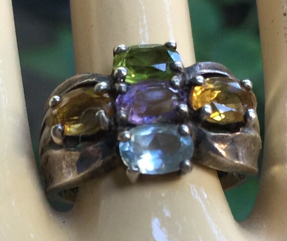 Gem Ring, Multi Color Ring, Silver Jewel Ring, Co… - image 7